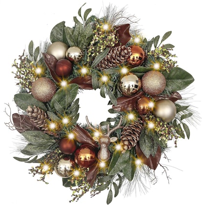 valery madelyn prelit 24 inch woodland christmas wreath best artificial christmas wreaths