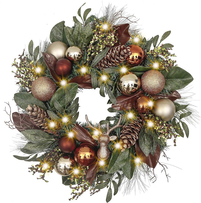 valery madelyn prelit 24 inch woodland christmas wreath best artificial christmas wreaths