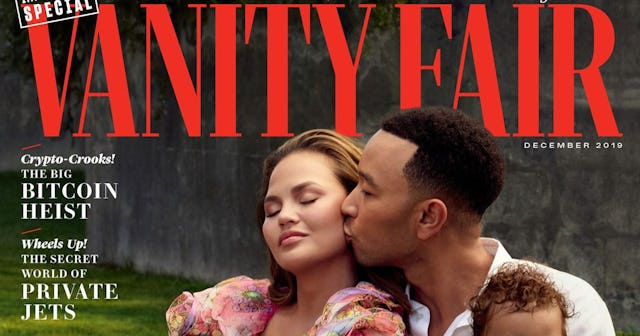 Chrissy Teigen and John Legend with their children on the cover of a Vanity Fair Magazine