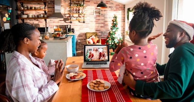 Family on video call with Santa — call Santa Claus