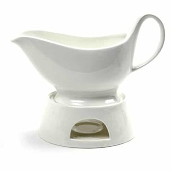 NORPRO Porcelain Gravy Sauce Boat with Stand and Candle