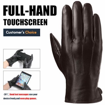 Leather Gloves for Mens With Full-Hand Touchscreen