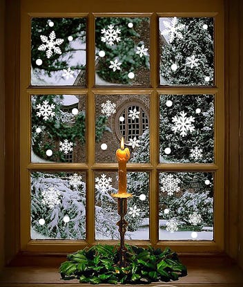 Moon Boat Christmas Snowflakes Window Cling Decals