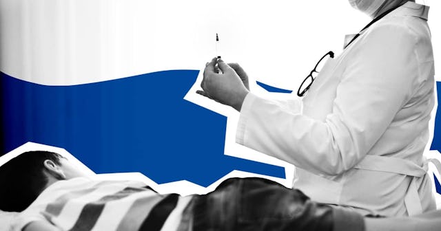 A doctor giving an injection to a child