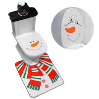 D-FantiX 4-Piece Snowman Santa Toilet Seat Cover and Rug Set