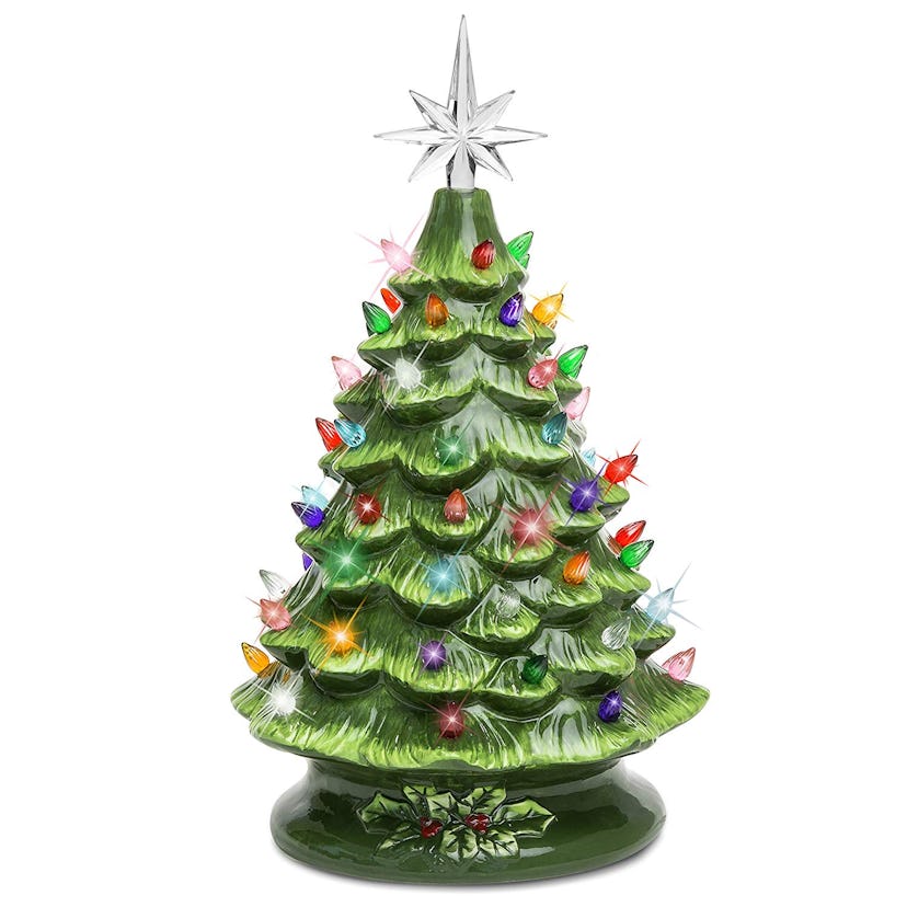 Best Choice Products 15in Ceramic Pre-Lit Hand-Painted Tabletop Christmas Tree