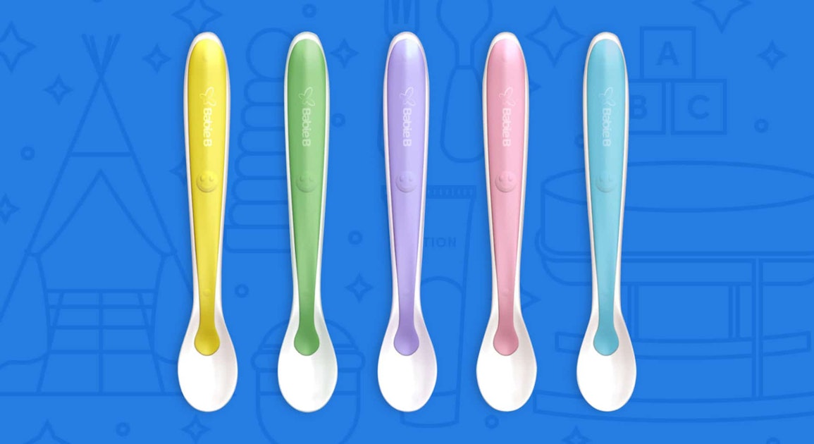 ChooMee Silicone Baby Spoons | 4 Months, First Stage Extra Soft Spoon Tip  for Self Feeding | Firm Handle for Stable Grip | BPA Free, Platinum Grade