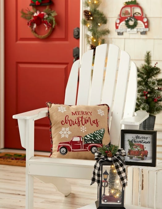 Lawn Chair Decorated with Holiday Pillow