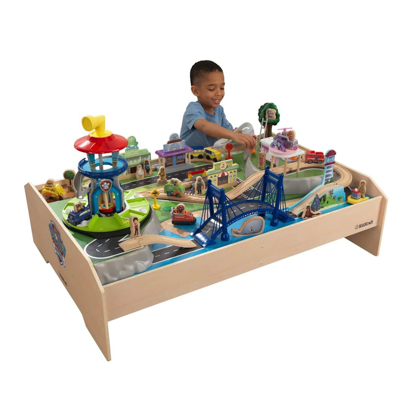 PAW Patrol Adventure Bay Wooden Play Table By KidKraft with 73 accessories included