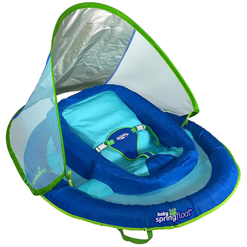SwimWays Infant Baby Spring Float with Adjustable Sun Canopy
