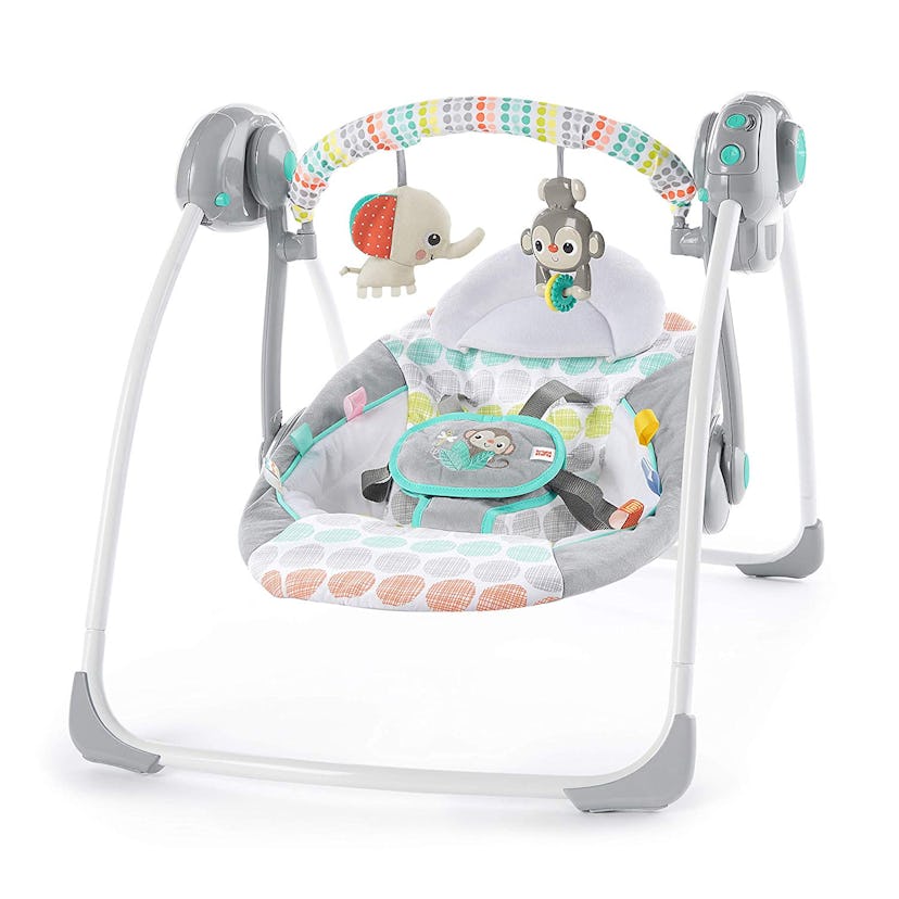 Bright Starts Whimsical Wild Portable Compact Automatic Swing with Melodies