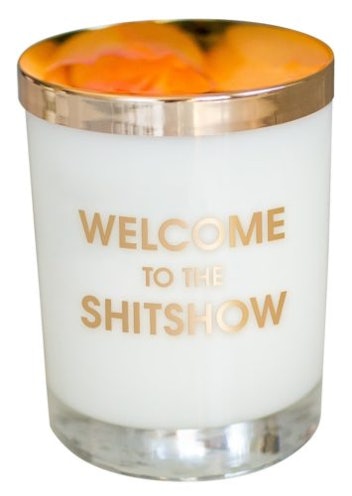 Chez Gagné Welcome to the Shitshow Candle - Gold Foil Rocks Glass