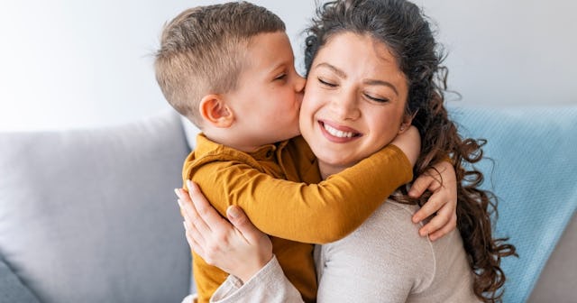 single mom quotes, mom hugging son