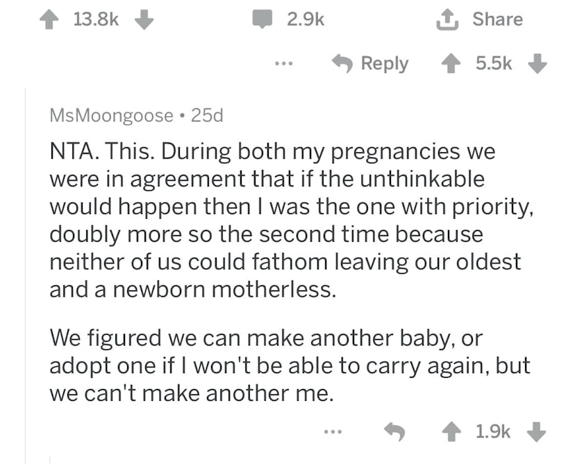 Text about two pregnancies experience