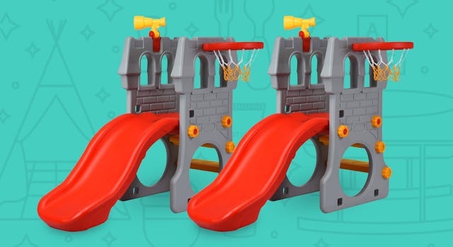 Two orange playground slides