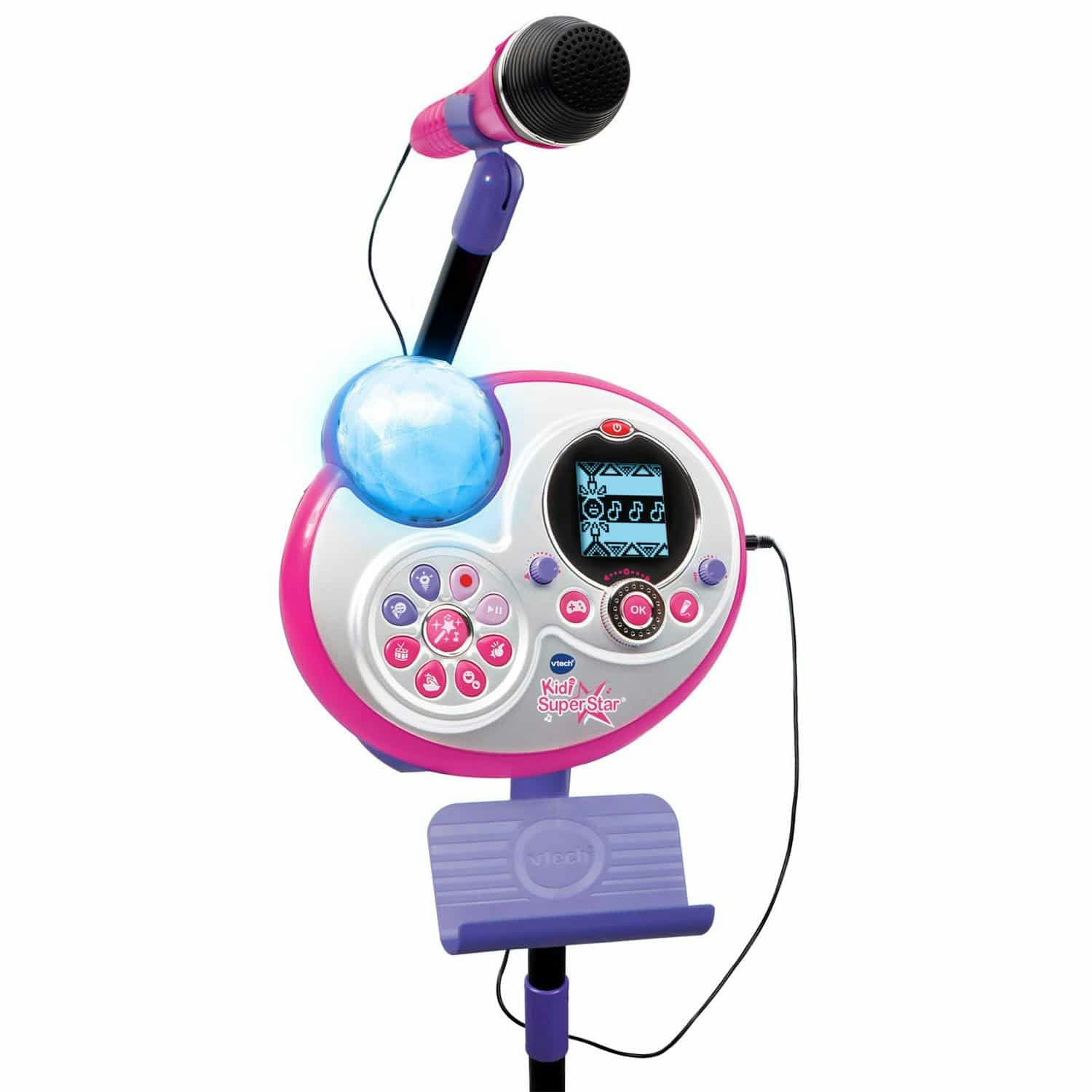 HANMUN Kids Karaoke Machine Microphone Stand Pink 