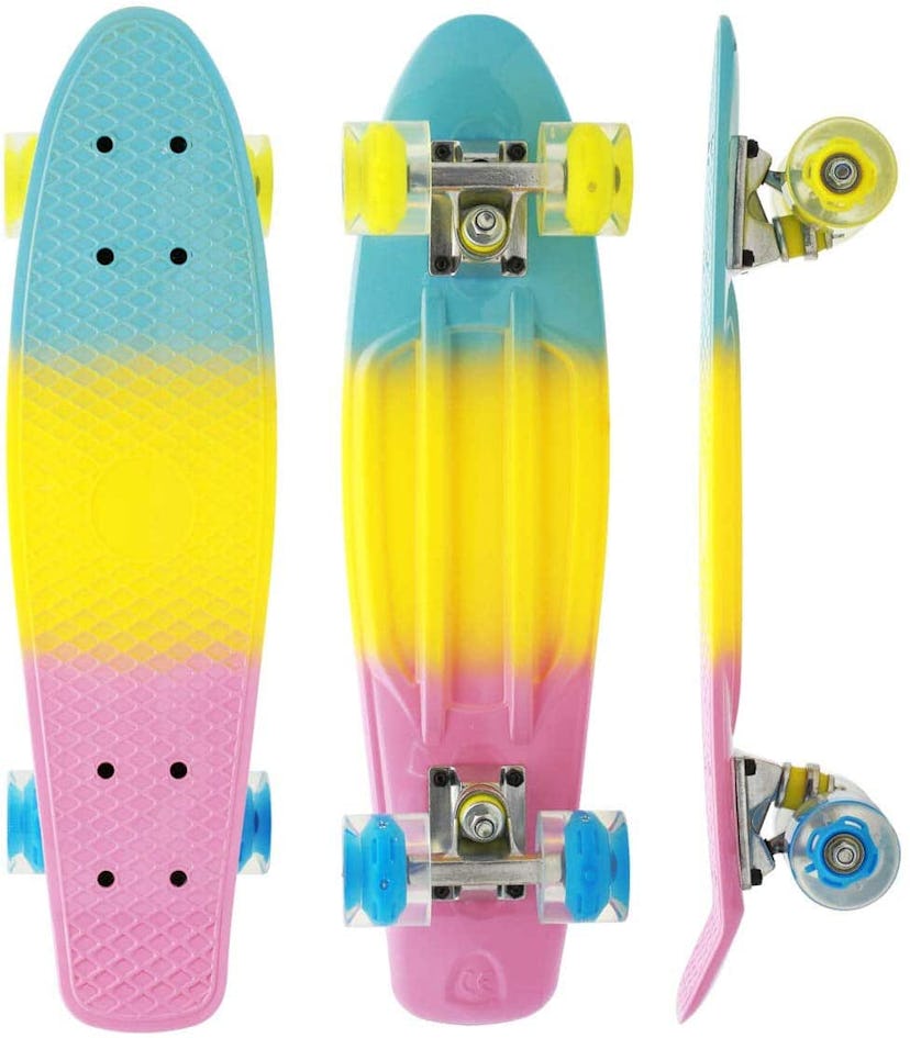 Merkapa 22" Complete Skateboard With Colorful LED Light Up Wheels for Beginners