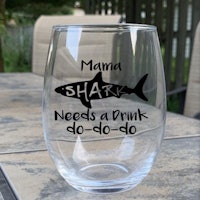 Designs by Melisa Mama Shark Stemless Wi...