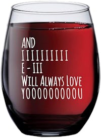 Humor US And I Will Always Love You Red Bistro Stemless Wine Glass