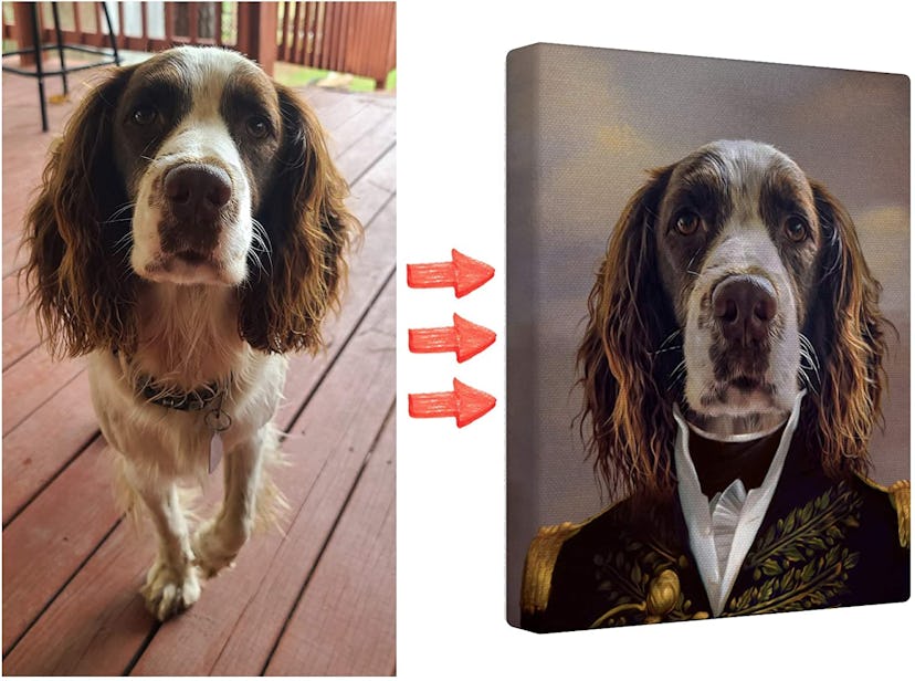 Paw Art Love Custom Pet Portrait Renaissance Style on Canvas 