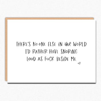In A Nutshell Studio Snoring Funny Valentines Day card