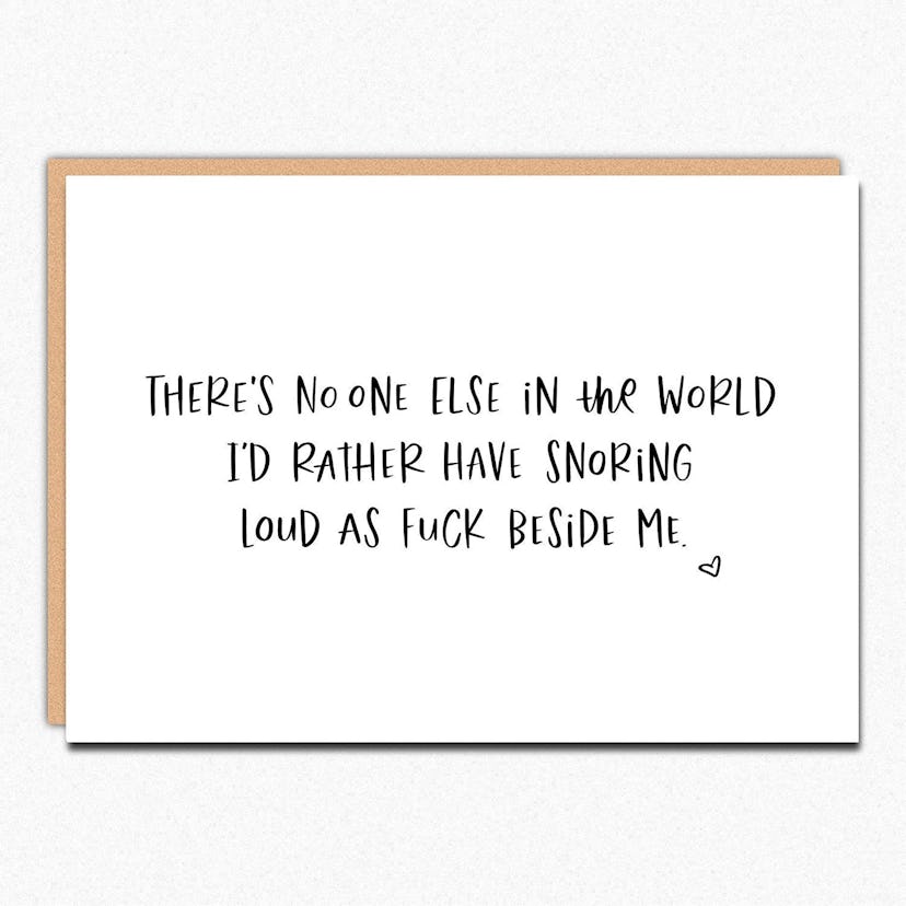 In A Nutshell Studio Snoring Funny Valentines Day card