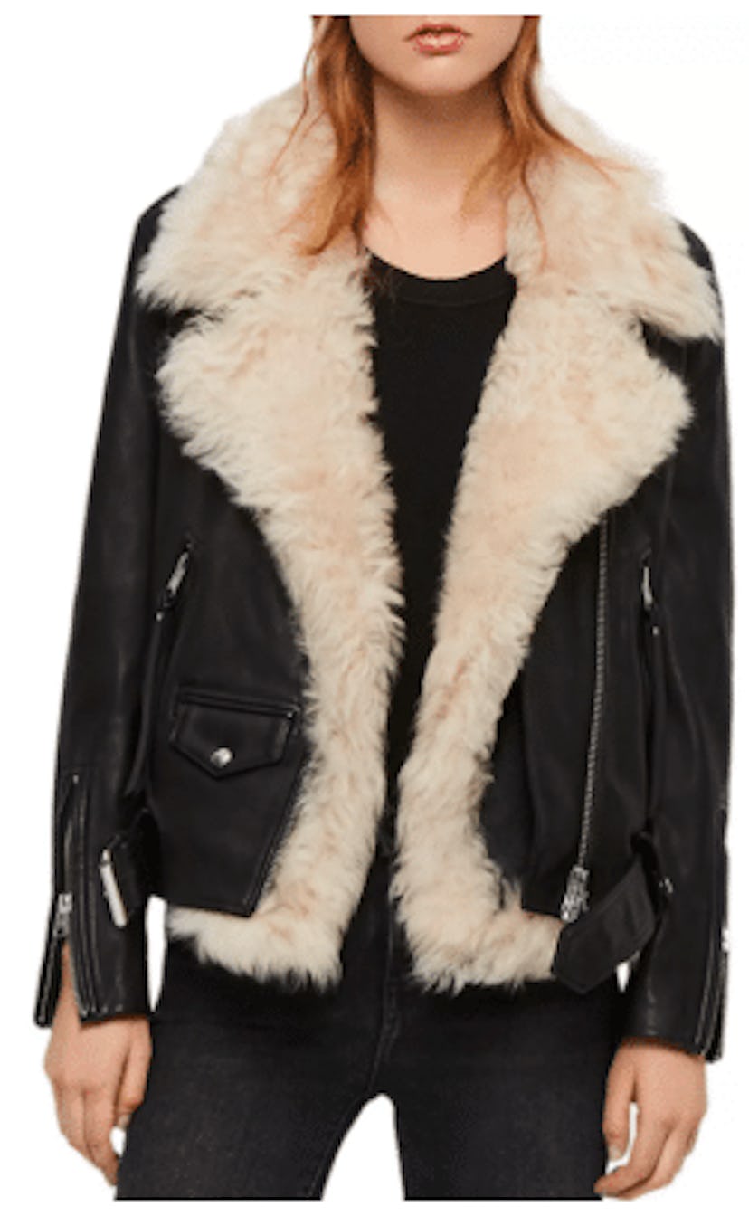 ALLSAINTS Luna Shearling-Vest Leather Biker Jacket