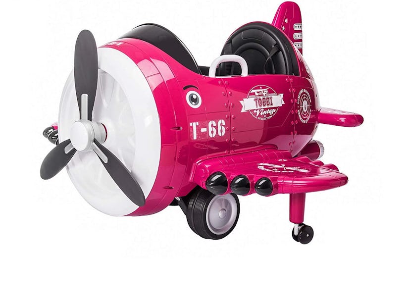 TOBBI 12V Airplane Style Electric Kids Ride on Car