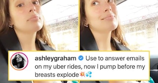 Ashley Graham pumping in uber