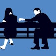How To Show Empathy For A Newly Bereaved Parent: illustration of man comforting woman on bench