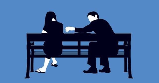 How To Show Empathy For A Newly Bereaved Parent: illustration of man comforting woman on bench