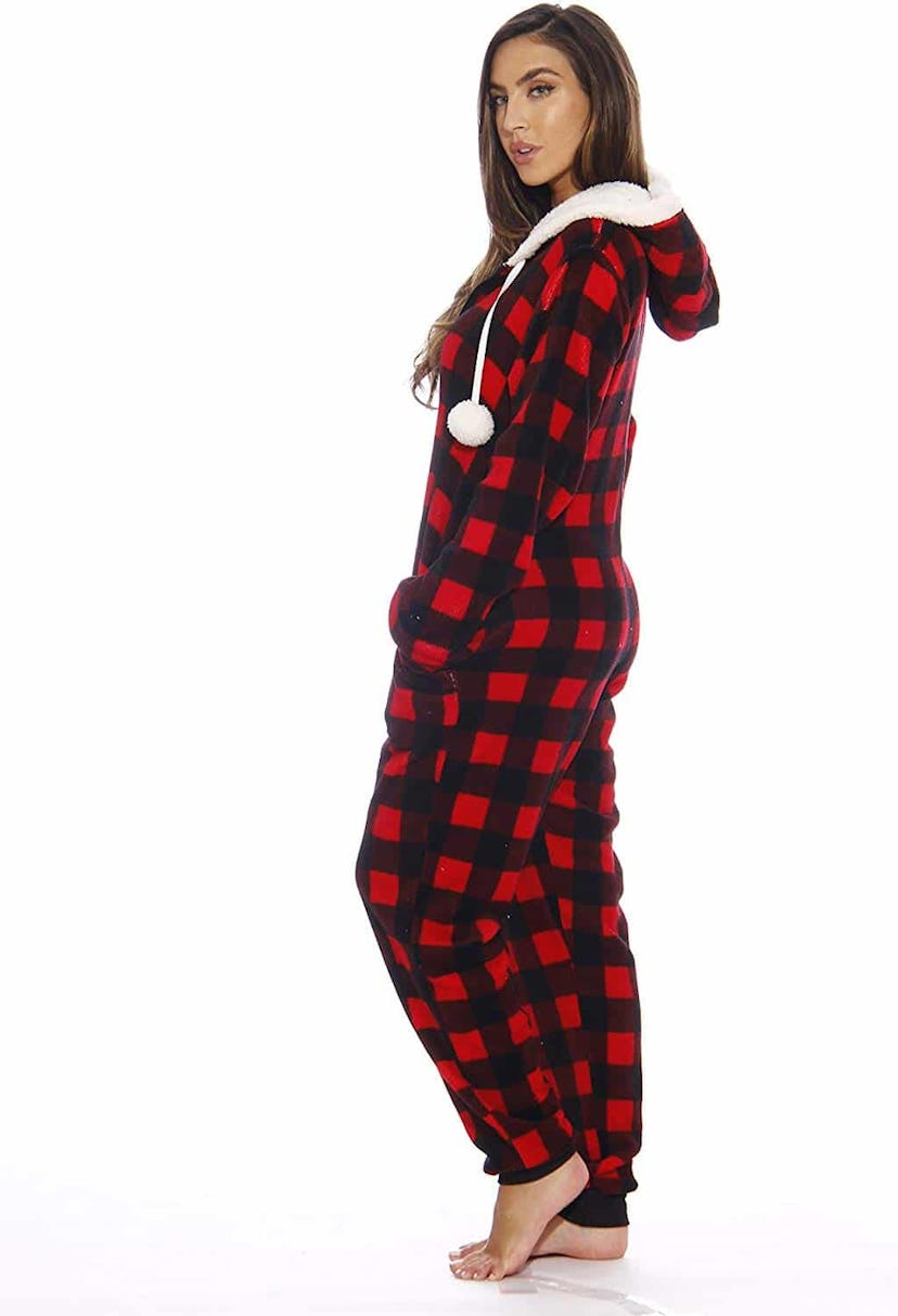 Just Love Buffalo Plaid Adult Onesie Pajamas