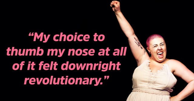 Why Not Drinking Is The Least Radical Part Of My Sobriety: Portrait of a young woman with fist in ai...