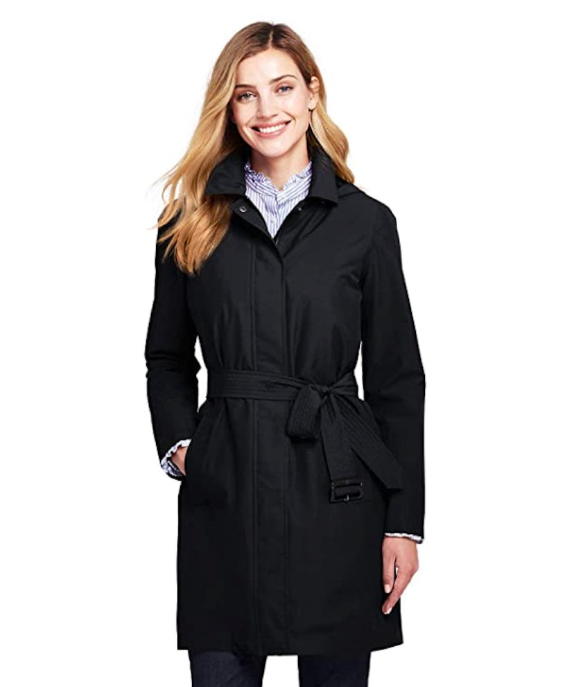 Lands' End Women's Hooded Waterproof Long Raincoat