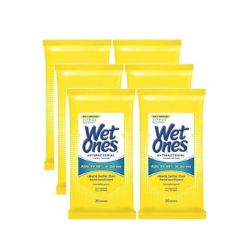 Wet Ones Antibacterial Hands & Face Wipes- Pack of 6