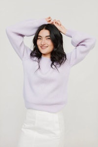 Frances Austen Lantern Sleeve Sweater in Lilac