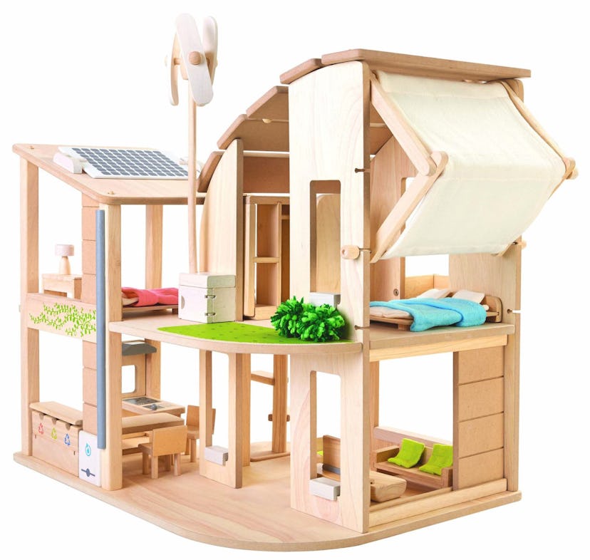 Green Dollhouse with Furniture