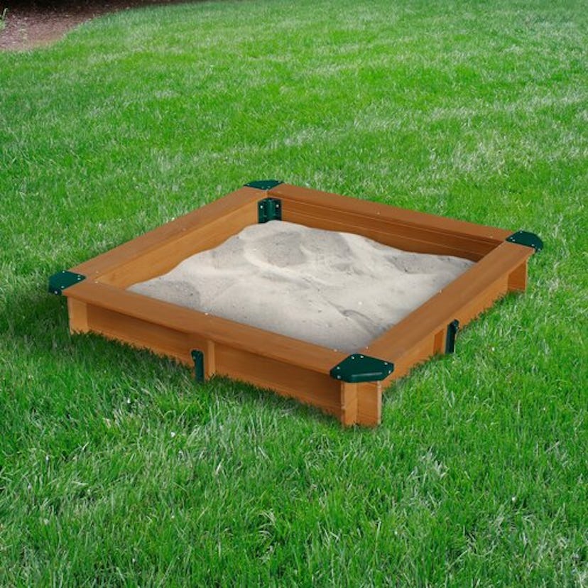 Interlocking 3.08 ft. Square Sandbox