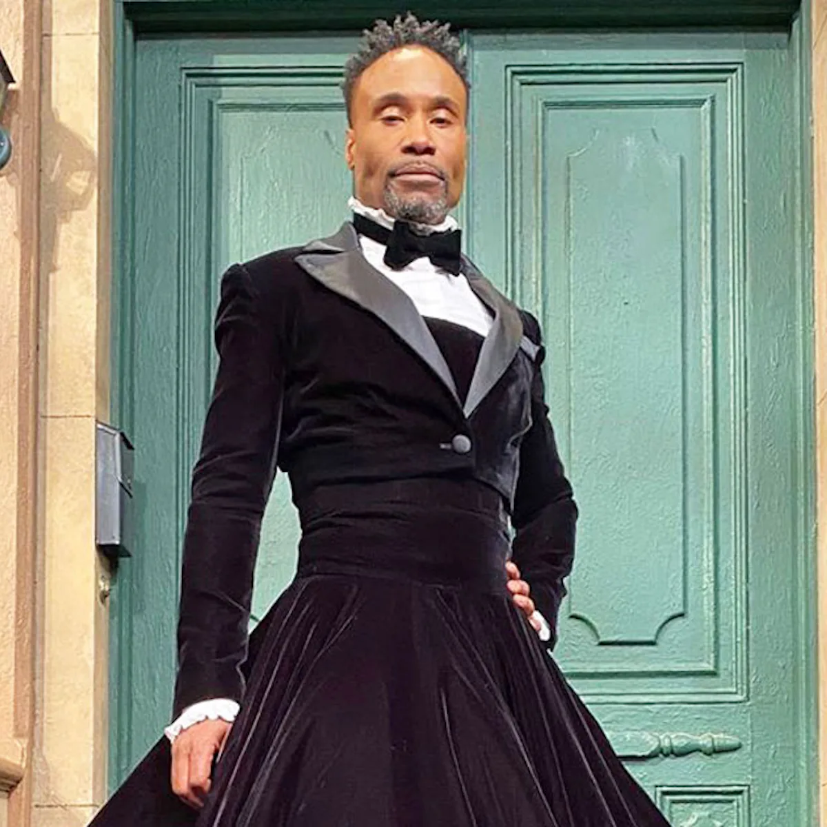 billy porter green dress Billy Porter Wears A Hogan McLaughlin Jumpsuit-Gown To The 2020 Critics' Choice Awards