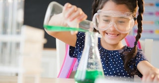 chemistry puns, little girl in chemistry lab