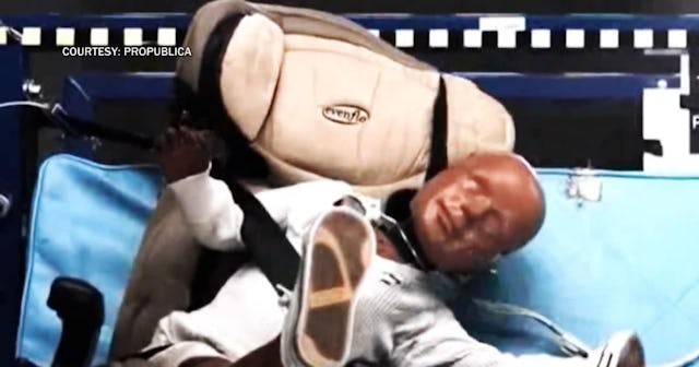 Side Crash Test Videos Prompt Safety Concerns Over Some Booster Seats: Child crash test dummy being ...