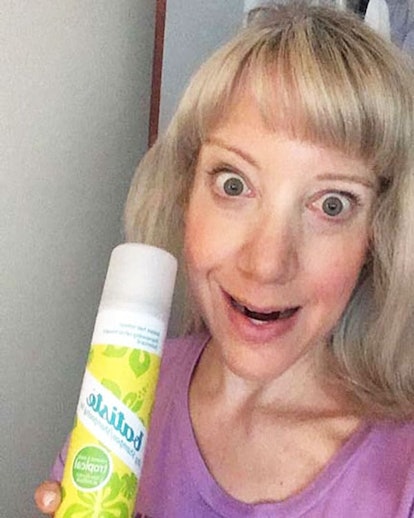 31 Things That Bring Me Joy After Breast Cancer: woman posing with dry shampoo
