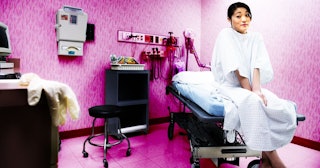 Since When Did Going To The Doctor Become A Part-Time Job?: Low angle view of a young woman sitting ...
