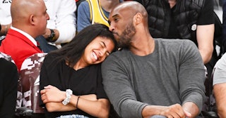 Kobe And Gianna Bryant Laid To Rest In Private Funeral: Kobe Bryant kissing his daughter Gianna on t...