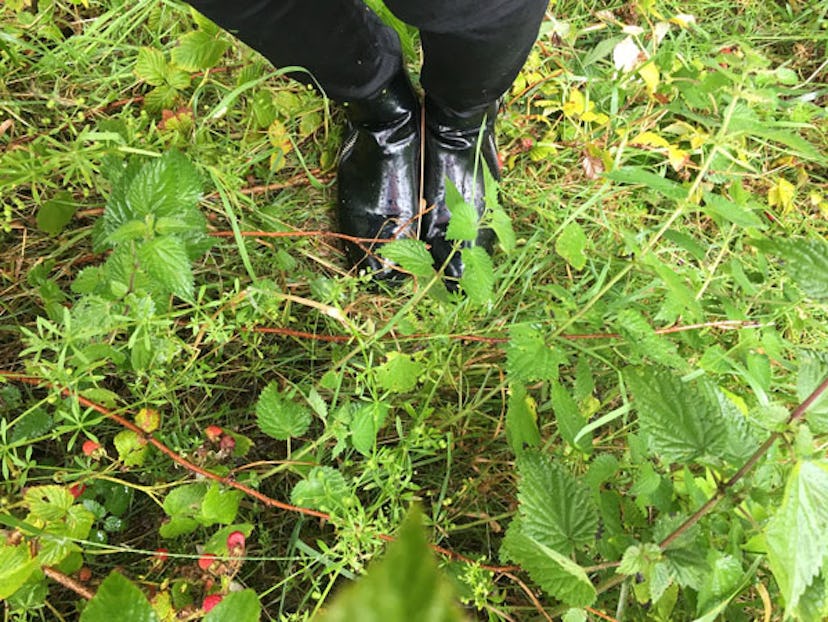 Katarina Garcia standing on the piece of land she bought in Scotland