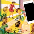Kids in classroom staring at phone