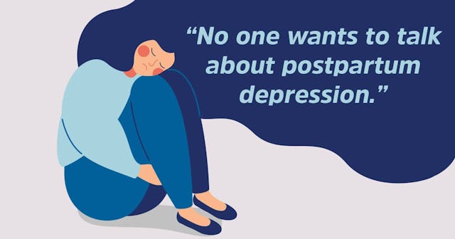 Woman in depression with flying hair