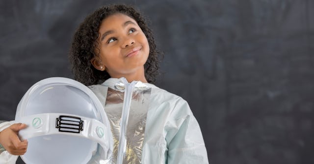 science puns, little girl dressed as an astronaut