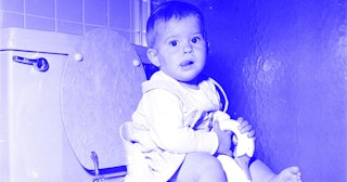 Kids Don’t Need To Be 'Trained' To Use The Toilet: Baby sitting on toilet