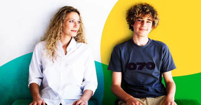 When Your Teen Wants A Tattoo: Mom and son sitting against wall